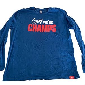 XXL JE11 Julian Edelman Sorry, We’re Champs blue long-sleeve t-shirt